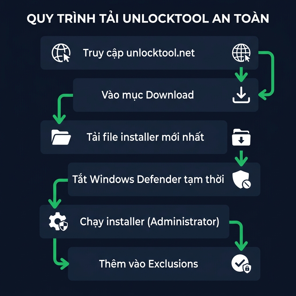 Quy trình tải UnlockTool an toàn 2026