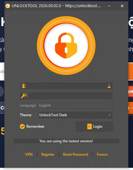 Màn hình đăng nhập UnlockTool