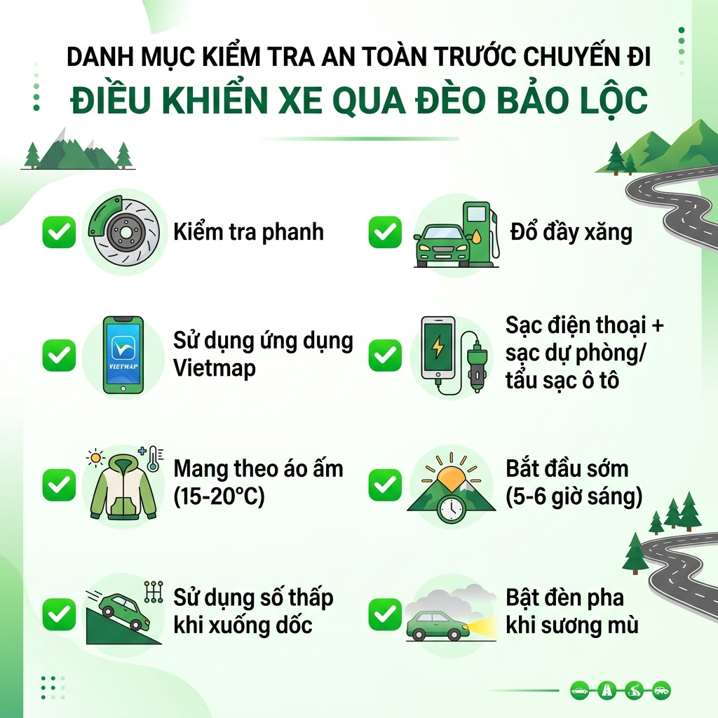Checklist an toàn lái xe vượt đèo Bảo Lộc khi đi Đà Lạt