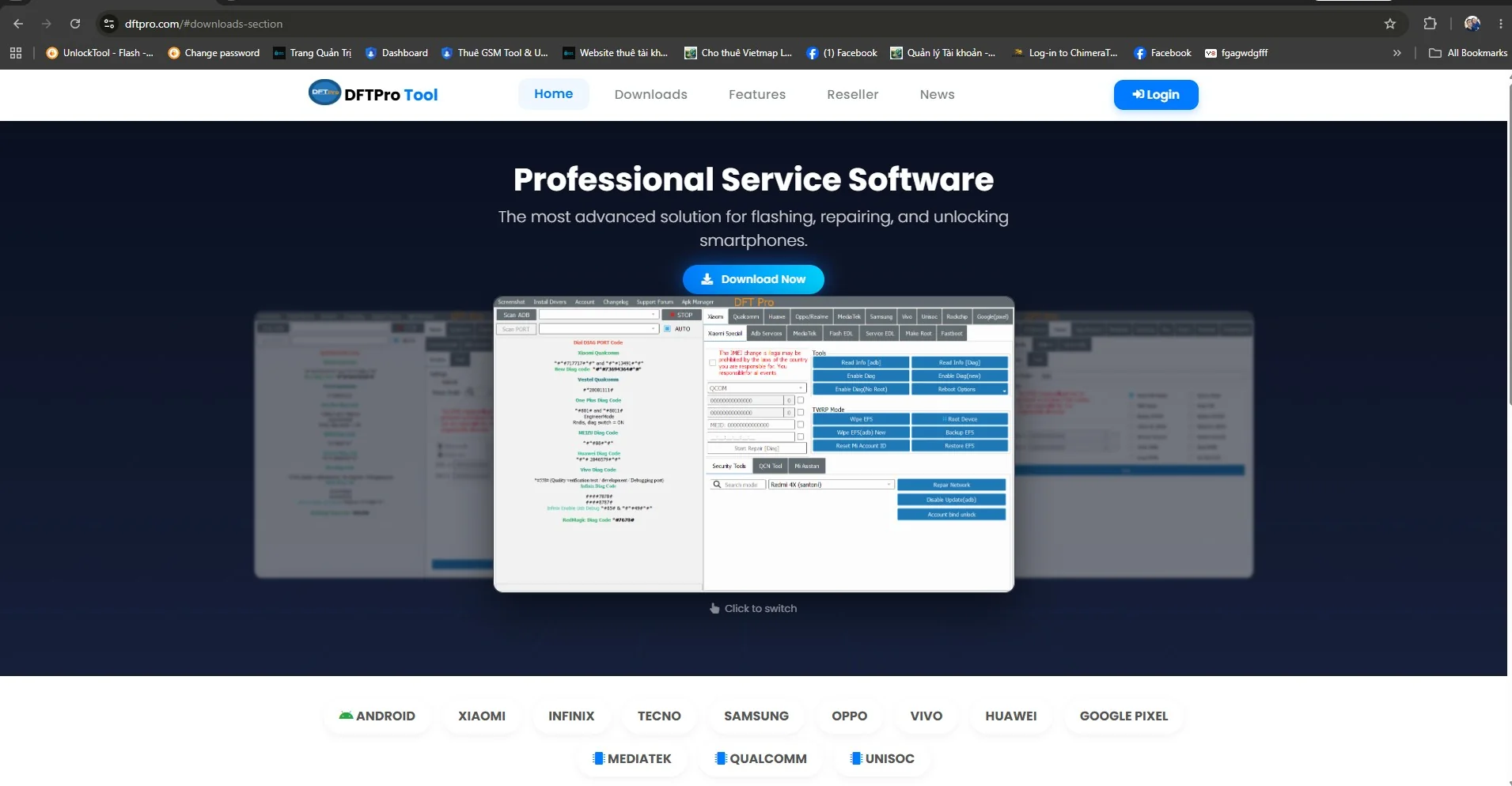 Trang chủ dftpro.com với nút Download Now tải phần mềm DFT Pro